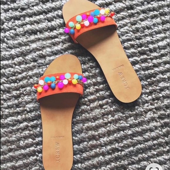 J Crew Pom slides Shoes - NWOT J.  crew Pom Slides